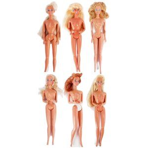 Vtg Early 1990s Barbie Doll Lot of 6 Camp Barbie Glitter Hair Sun Jewel